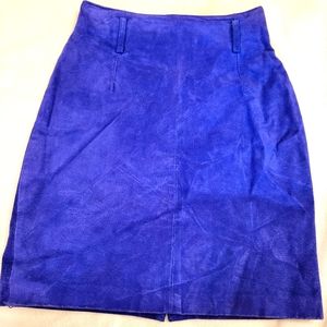 Vintage Express Electric Blue Suede Mini Skirt Sz 3/4